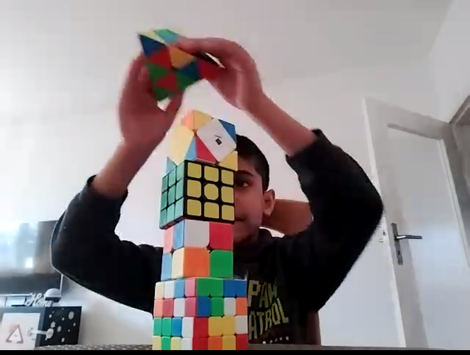 Cartoon-like illustration of a housing society with kids learning